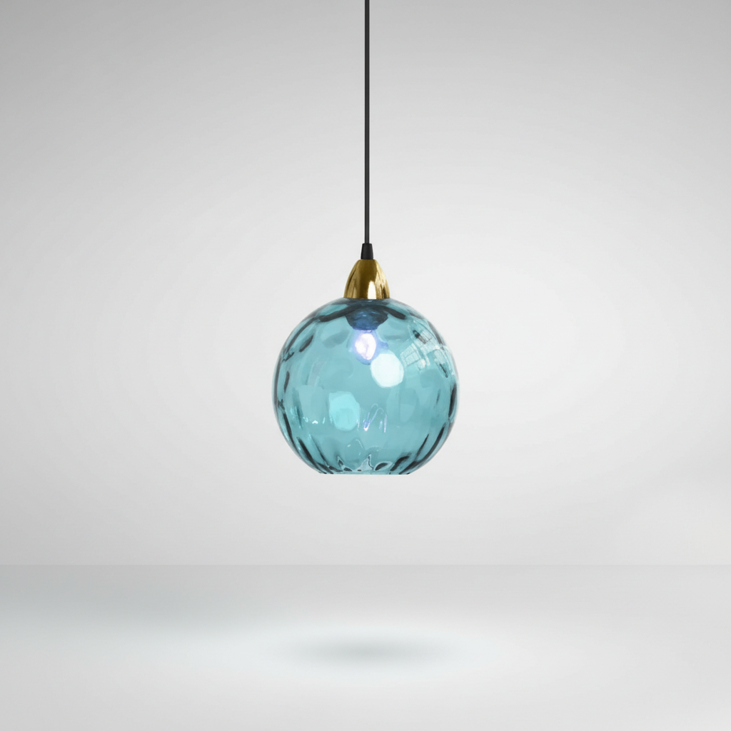 Minimalist Glass Globe Sphere Wrought Iron Pendant Light