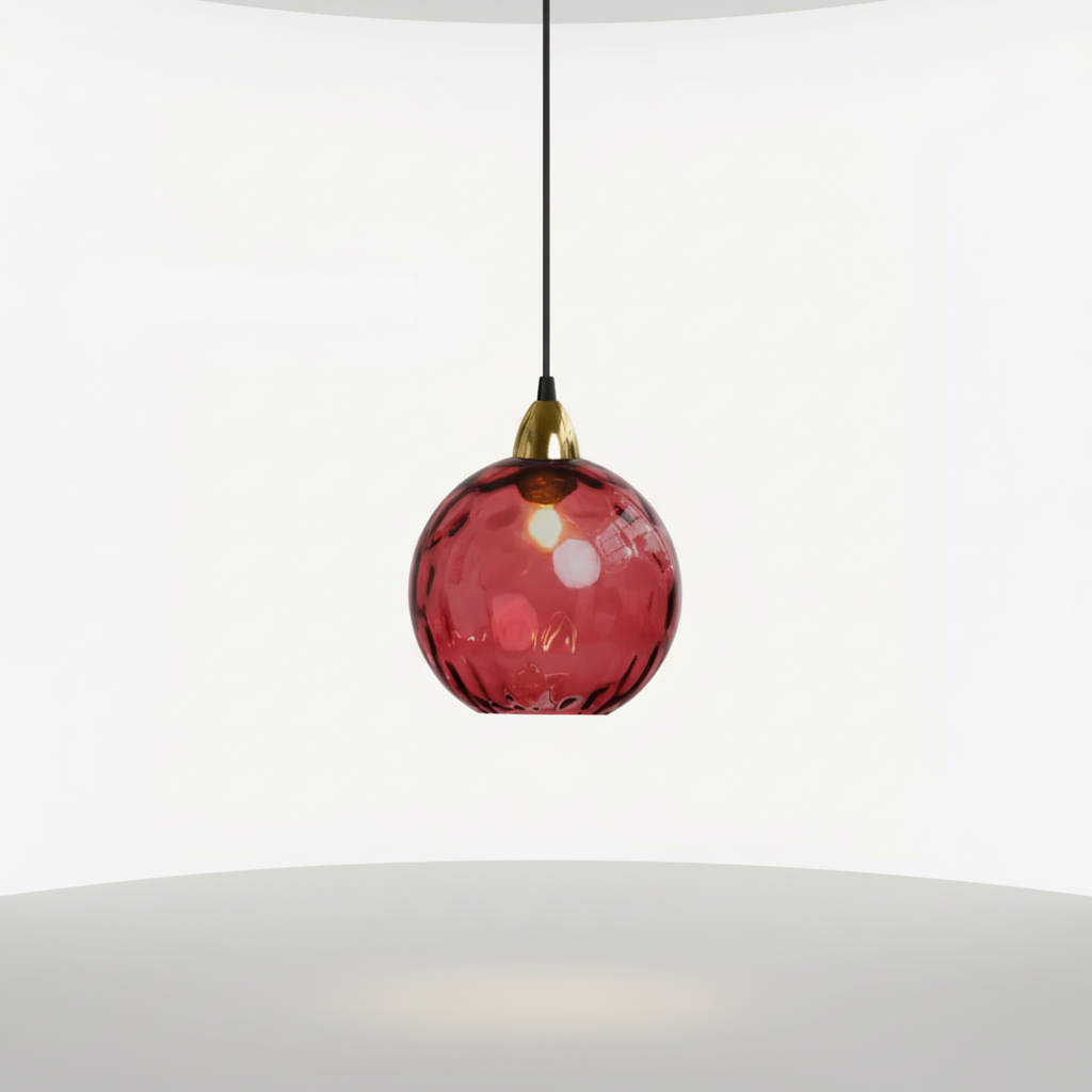 Minimalist Glass Globe Sphere Wrought Iron Pendant Light