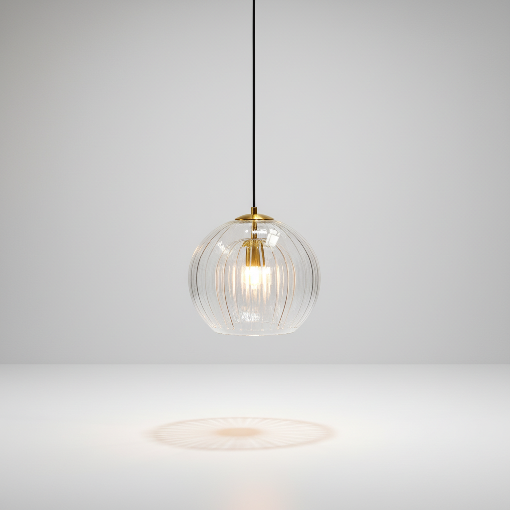 Spherical Glass Globe Metal Height-Adjustable Pendant Light