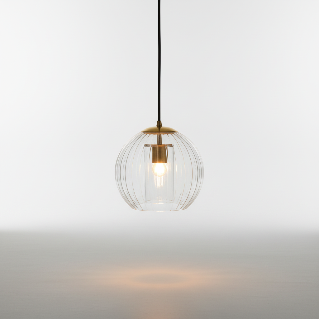 Spherical Glass Globe Metal Height-Adjustable Pendant Light