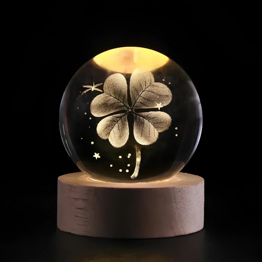 Engraved Crystal Ball Planet Sphere Night Light Table Lamp