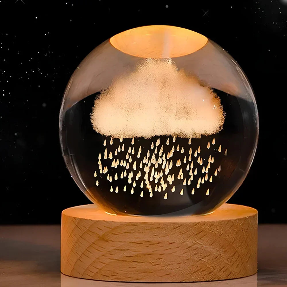Engraved Crystal Ball Planet Sphere Night Light Table Lamp