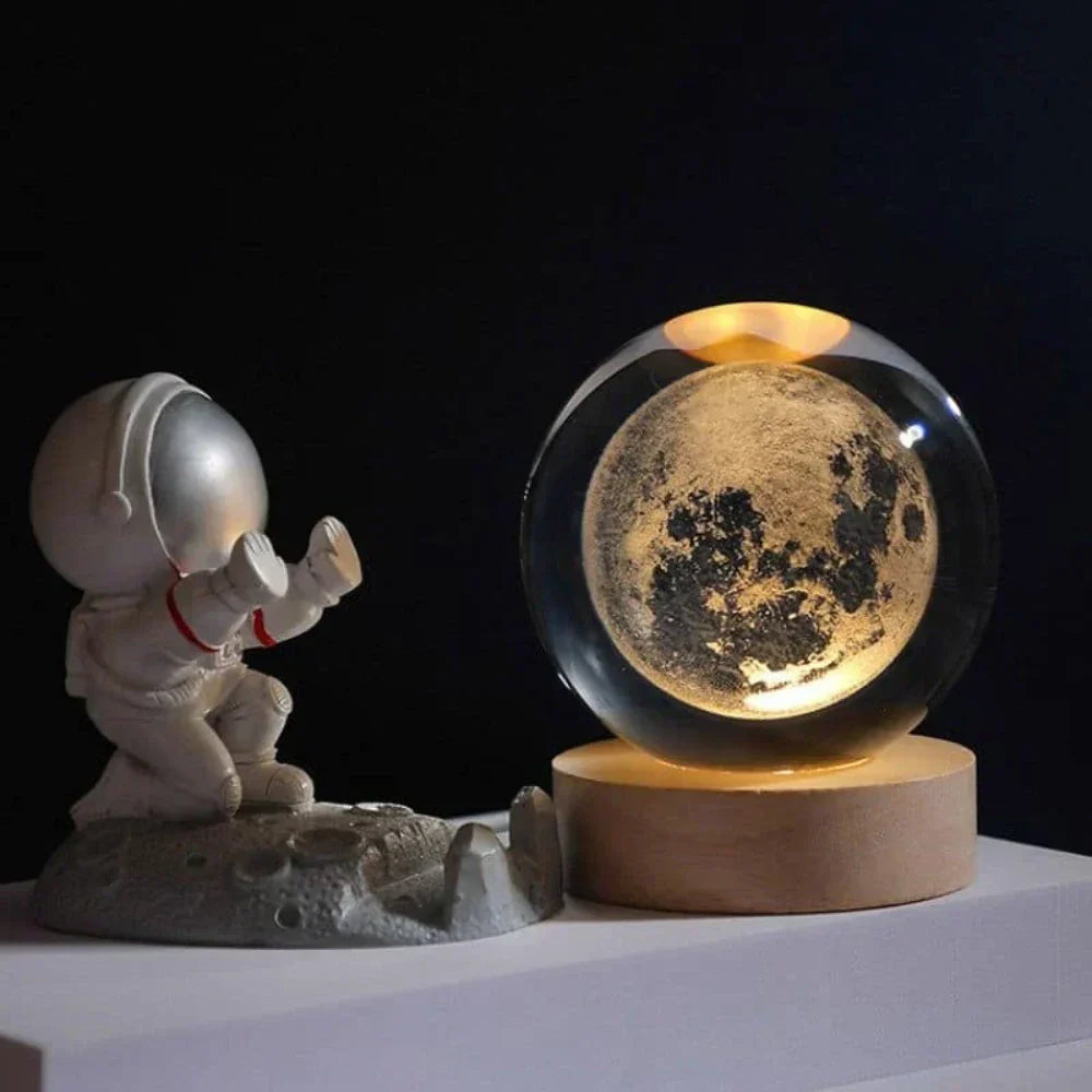 Engraved Crystal Ball Planet Sphere Night Light Table Lamp