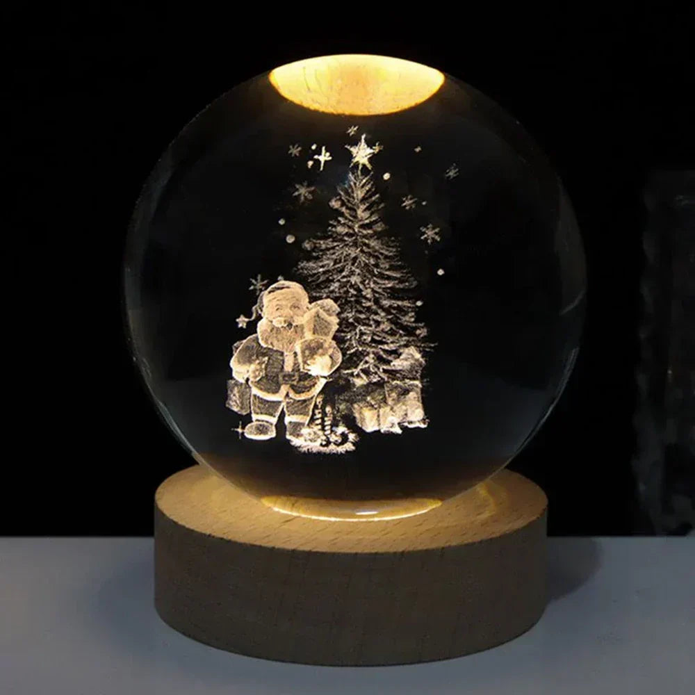Engraved Crystal Ball Planet Sphere Night Light Table Lamp