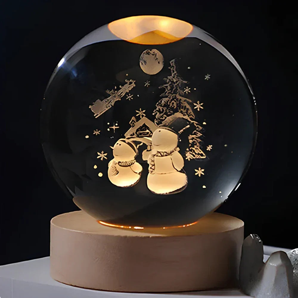 Engraved Crystal Ball Planet Sphere Night Light Table Lamp
