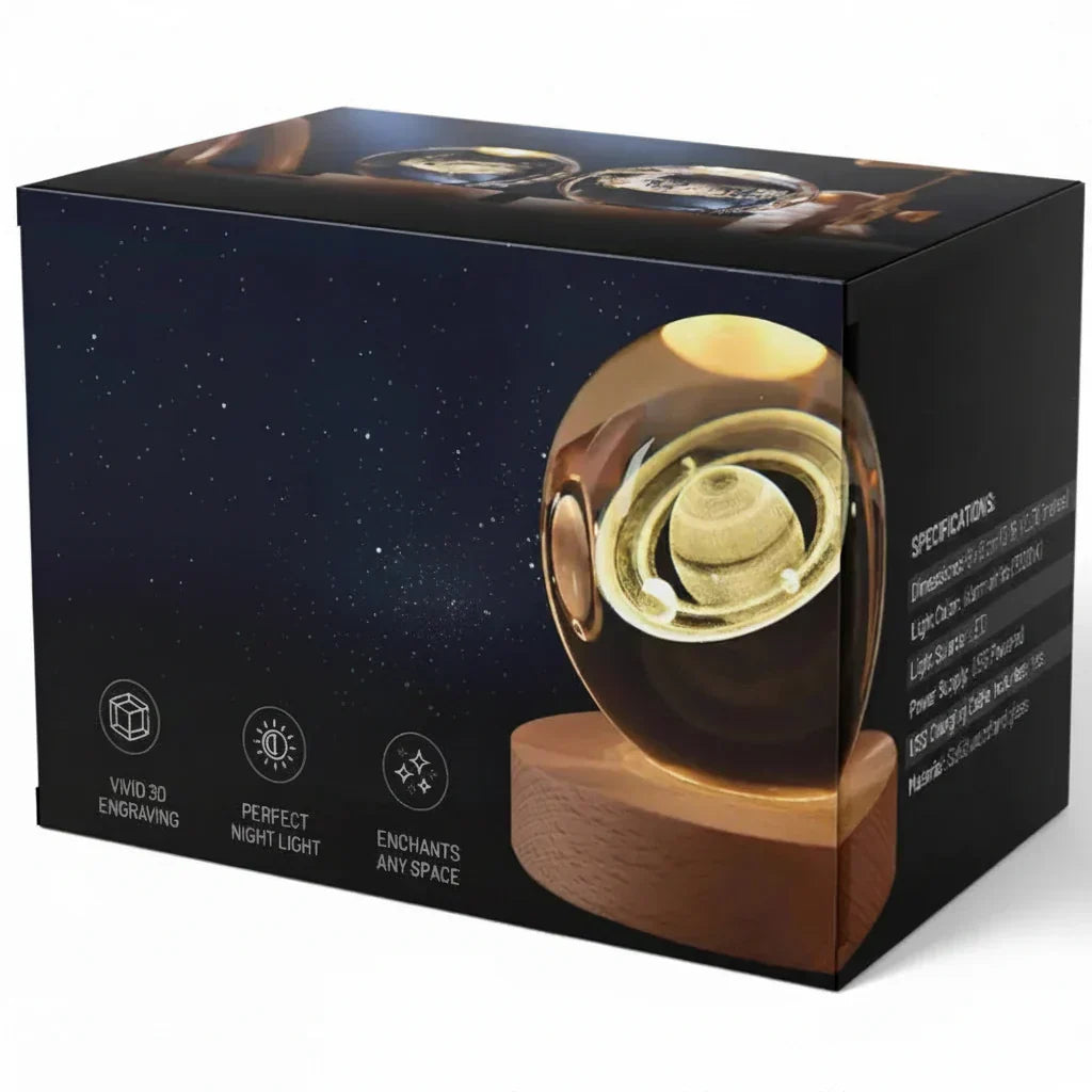 Engraved Crystal Ball Planet Sphere Night Light Table Lamp