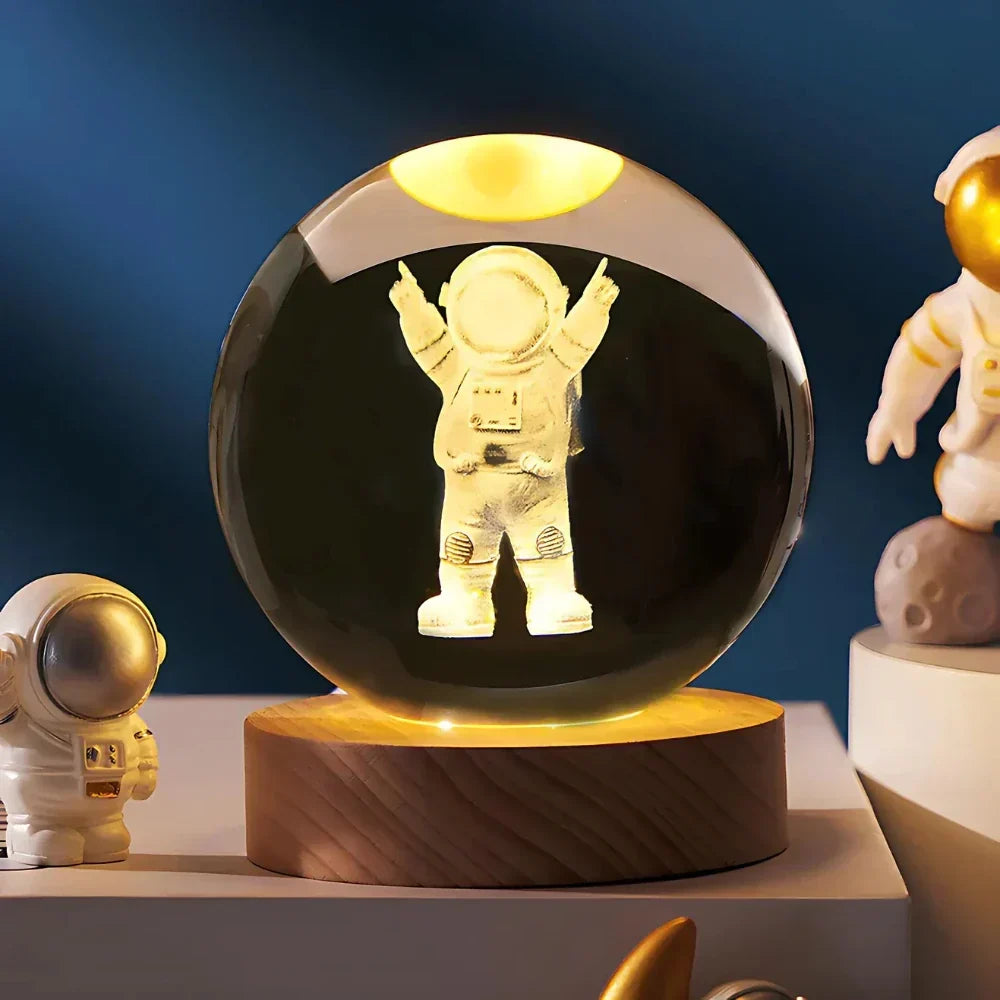 Engraved Crystal Ball Planet Sphere Night Light Table Lamp
