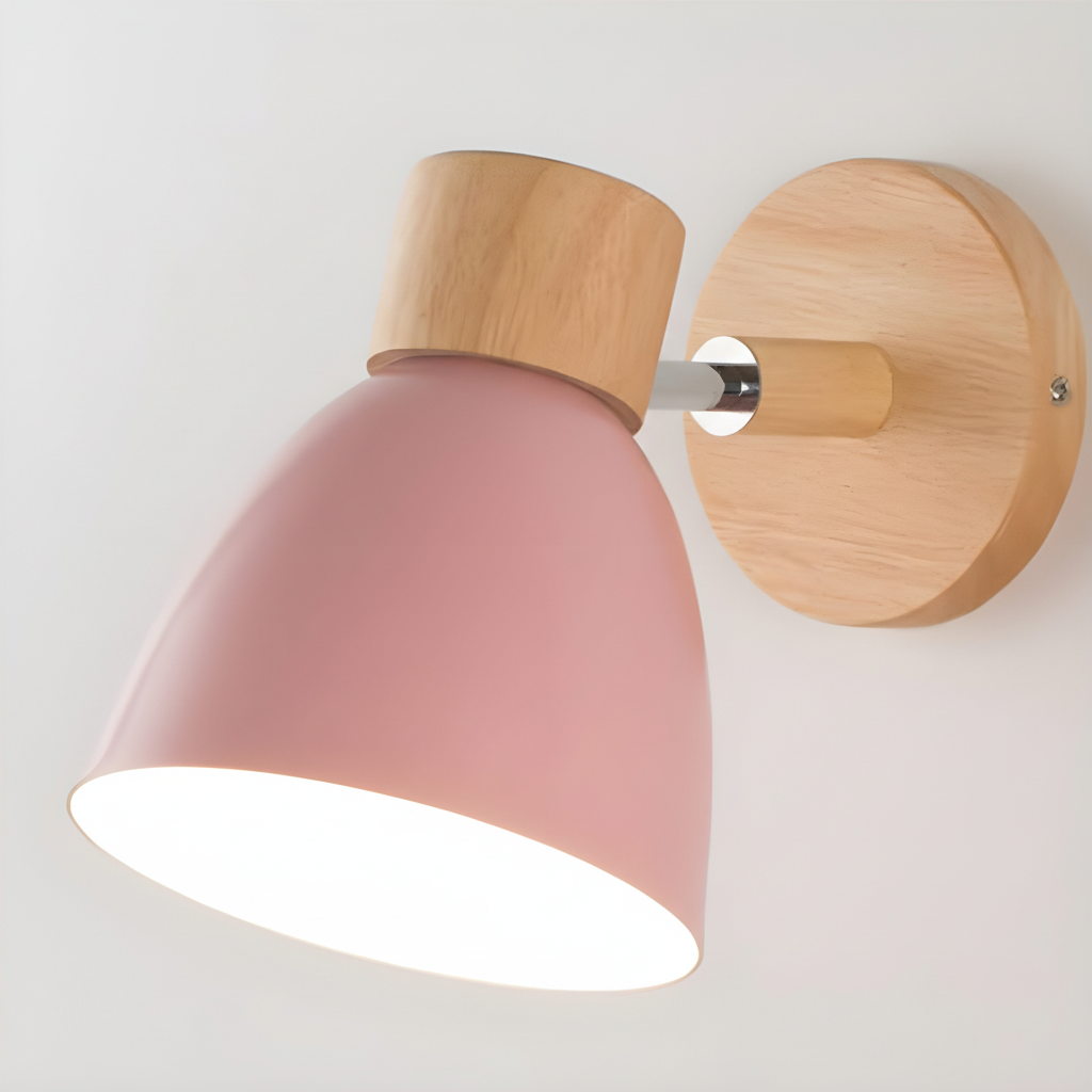 Nordic Wooden Adjustable Head Swing Arm Wall Light