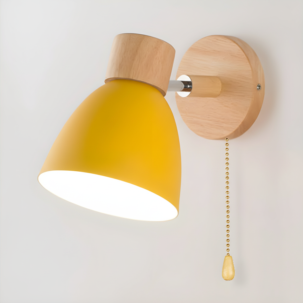 Nordic Wooden Adjustable Head Swing Arm Wall Light