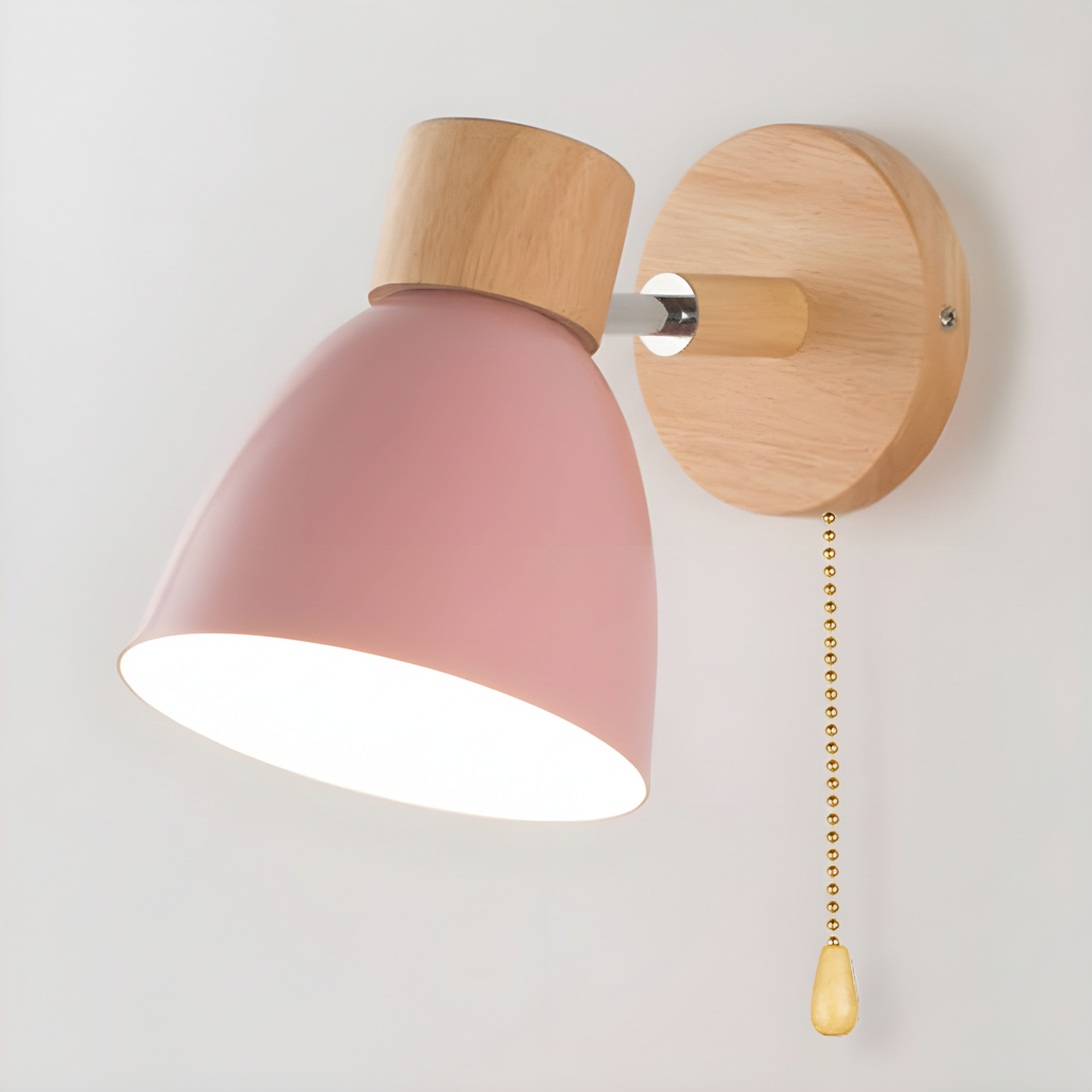 Nordic Wooden Adjustable Head Swing Arm Wall Light
