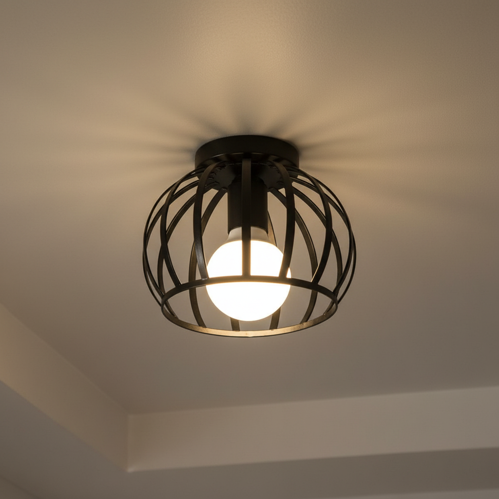 Industrial Open Metal Cage Orb Pendant Light