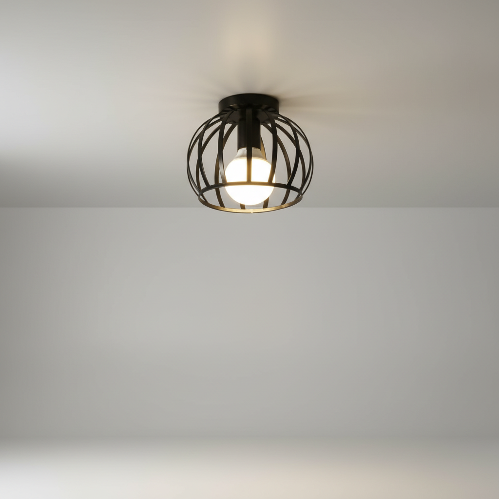 Industrial Open Metal Cage Orb Pendant Light
