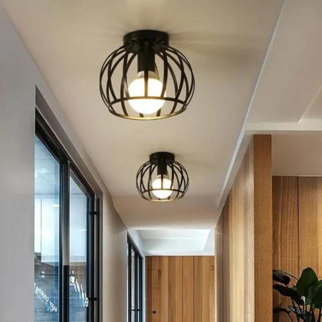 Industrial Open Metal Cage Orb Pendant Light