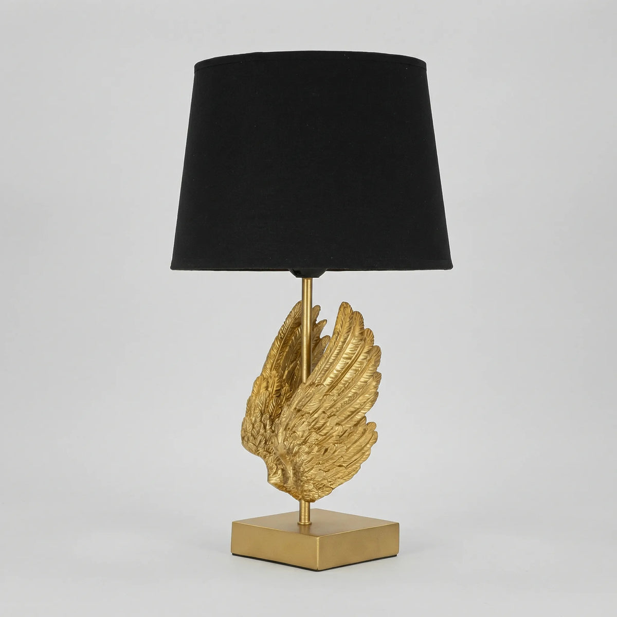 Sculptural Wing Motif Metal Resin Fabric Shade Table Lamp