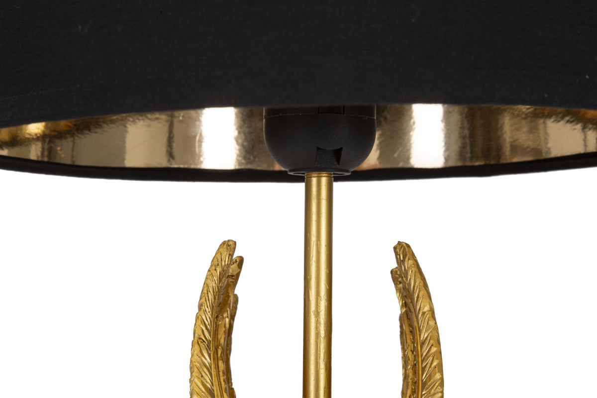 Sculptural Wing Motif Metal Resin Fabric Shade Table Lamp