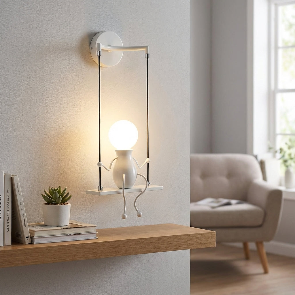 Swinging Figure Silhouette Durable Metal Wall Light