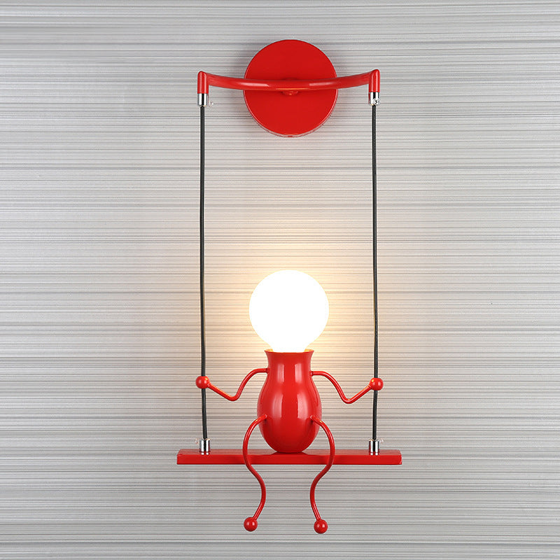 Swinging Figure Silhouette Durable Metal Wall Light