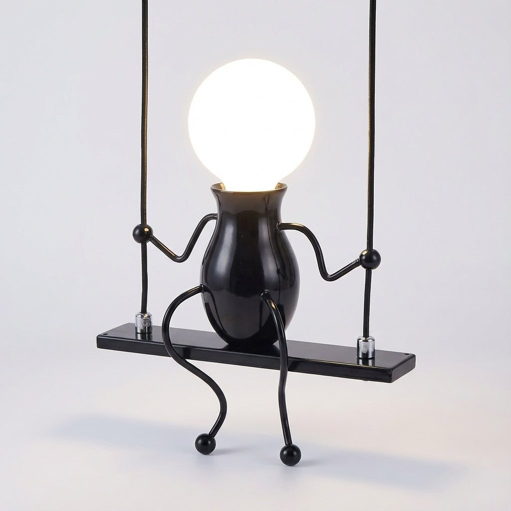Swinging Figure Silhouette Durable Metal Wall Light