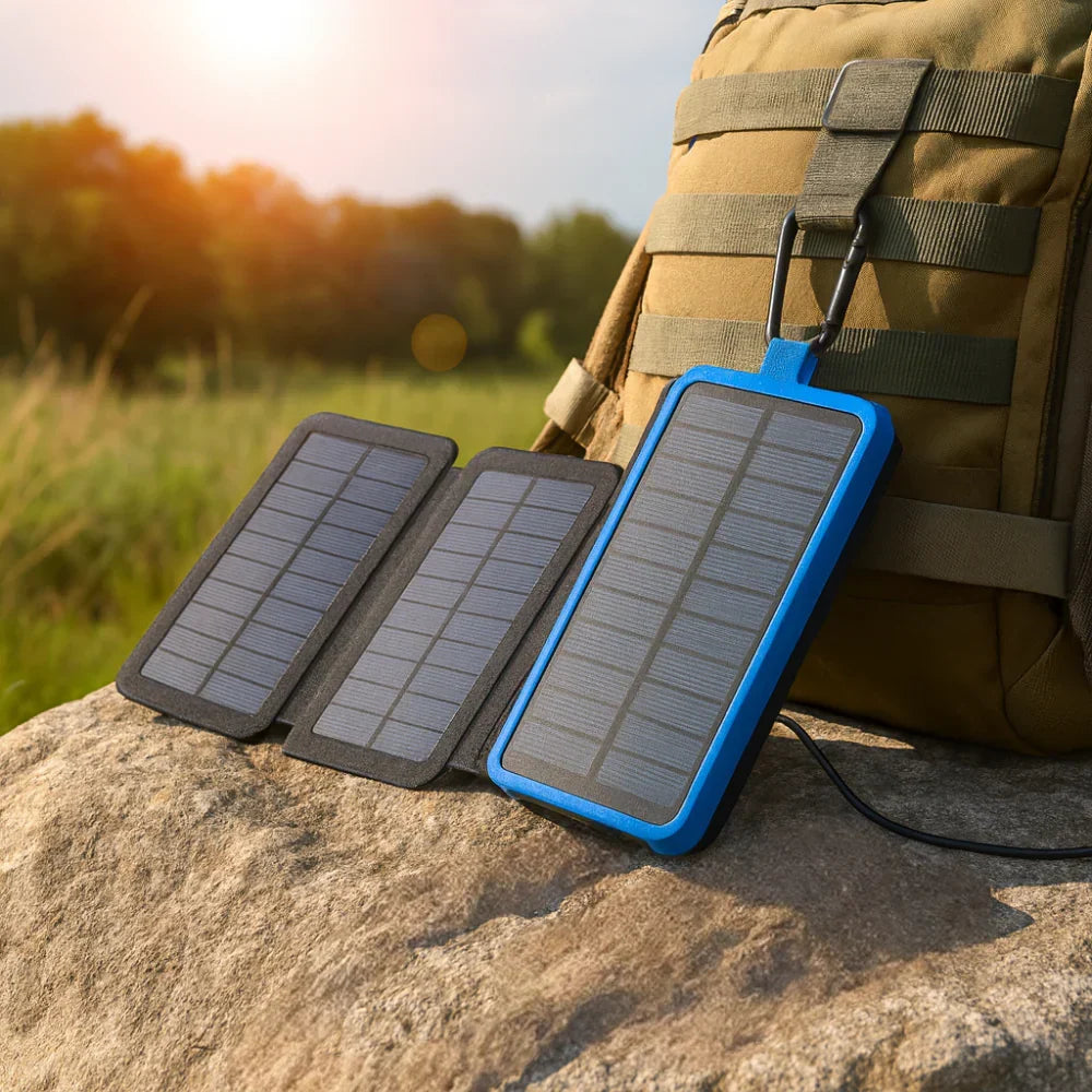 Portable Rugged Outdoor Solar Power Bank Charger with Foldable Panel