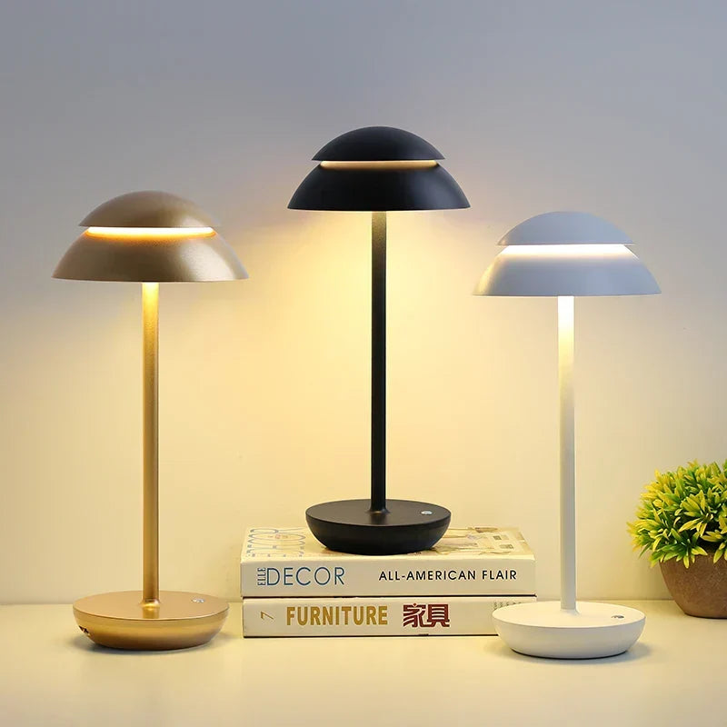 Sculptural Dome Shade Cordless Aluminium Rechargeable Table Lamp