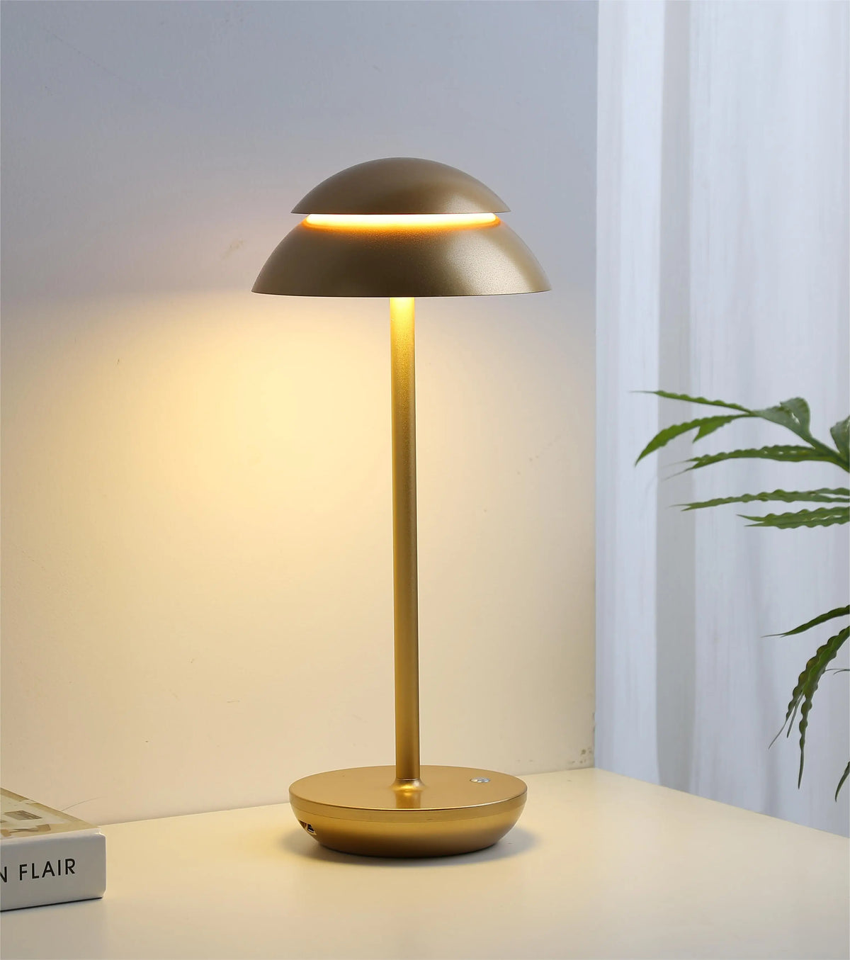 Sculptural Dome Shade Cordless Aluminium Rechargeable Table Lamp