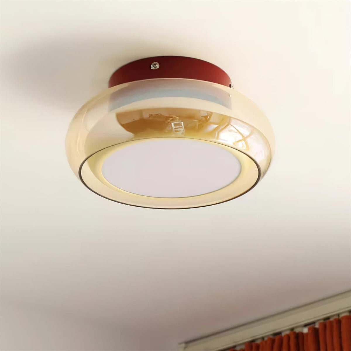 Retro Glass Compact Low Profile Flush Mount Ceiling Light