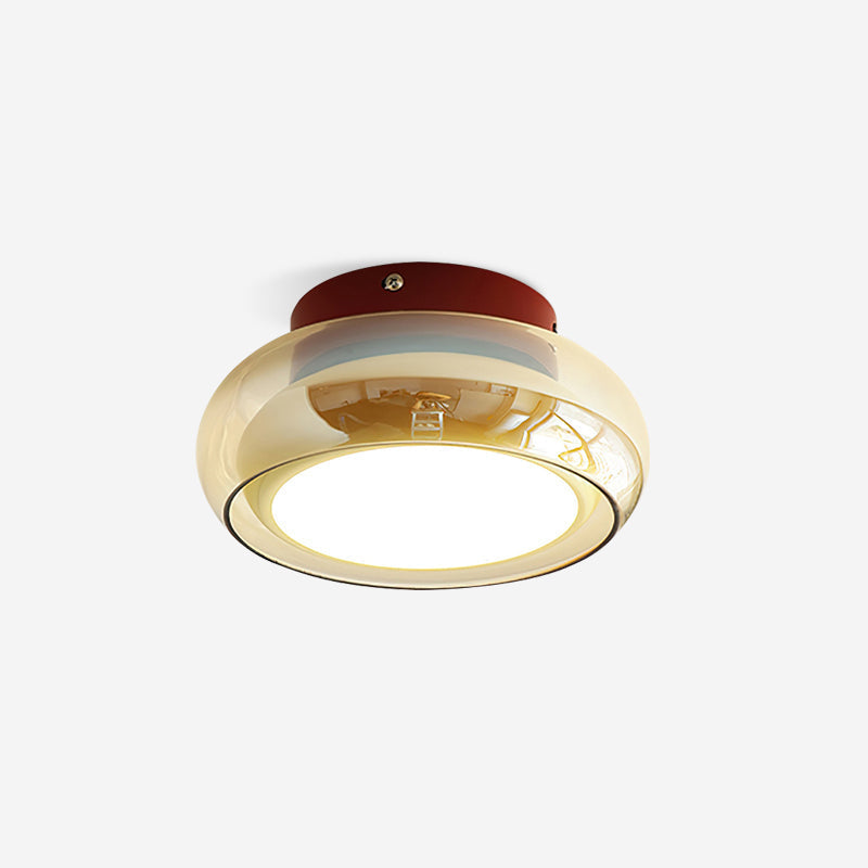 Retro Glass Compact Low Profile Flush Mount Ceiling Light