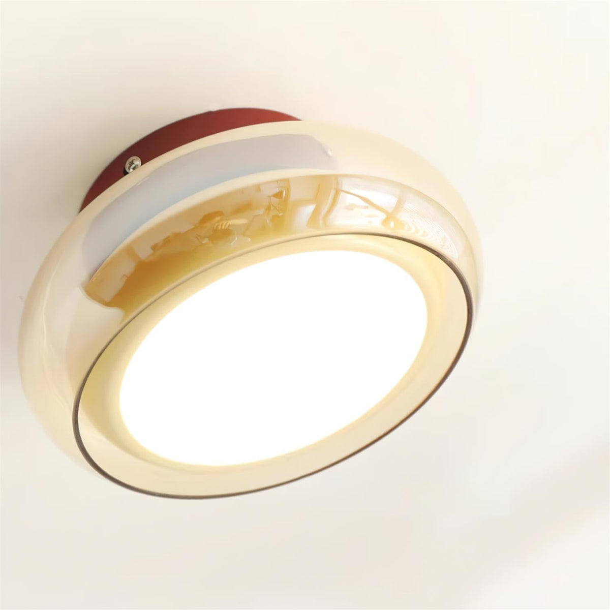 Retro Glass Compact Low Profile Flush Mount Ceiling Light