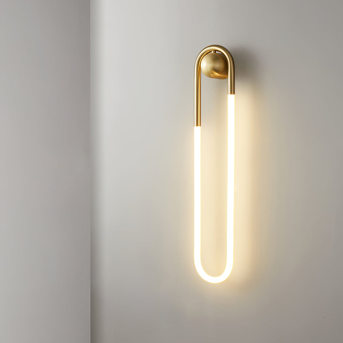 Looped Brass Frame Minimalist Architectural Wall Light