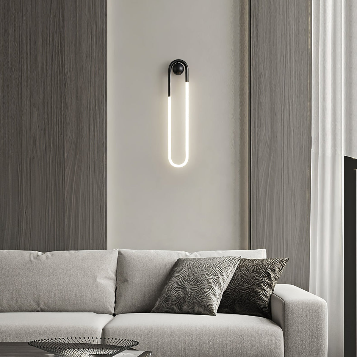 Looped Brass Frame Minimalist Architectural Wall Light