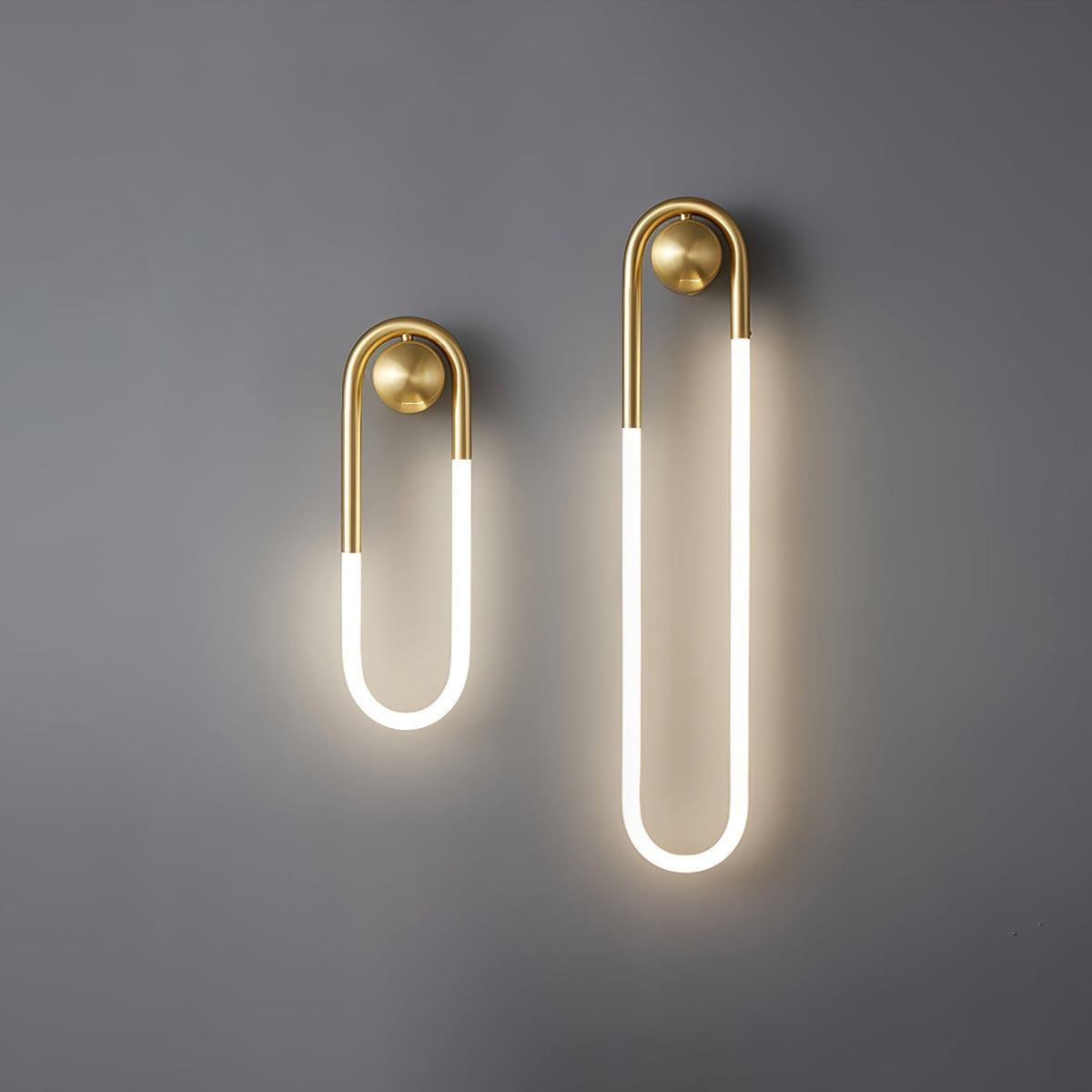 Looped Brass Frame Minimalist Architectural Wall Light