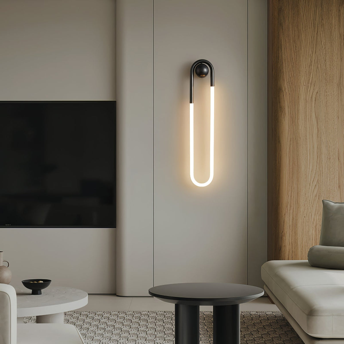Looped Brass Frame Minimalist Architectural Wall Light