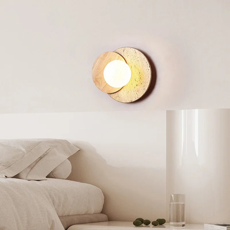 Wabi-Sabi Organic Stone And Wood Textured Wall Light