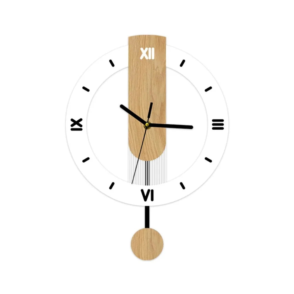 Minimalist Open Frame Acrylic Wood Pendulum Wall Clock