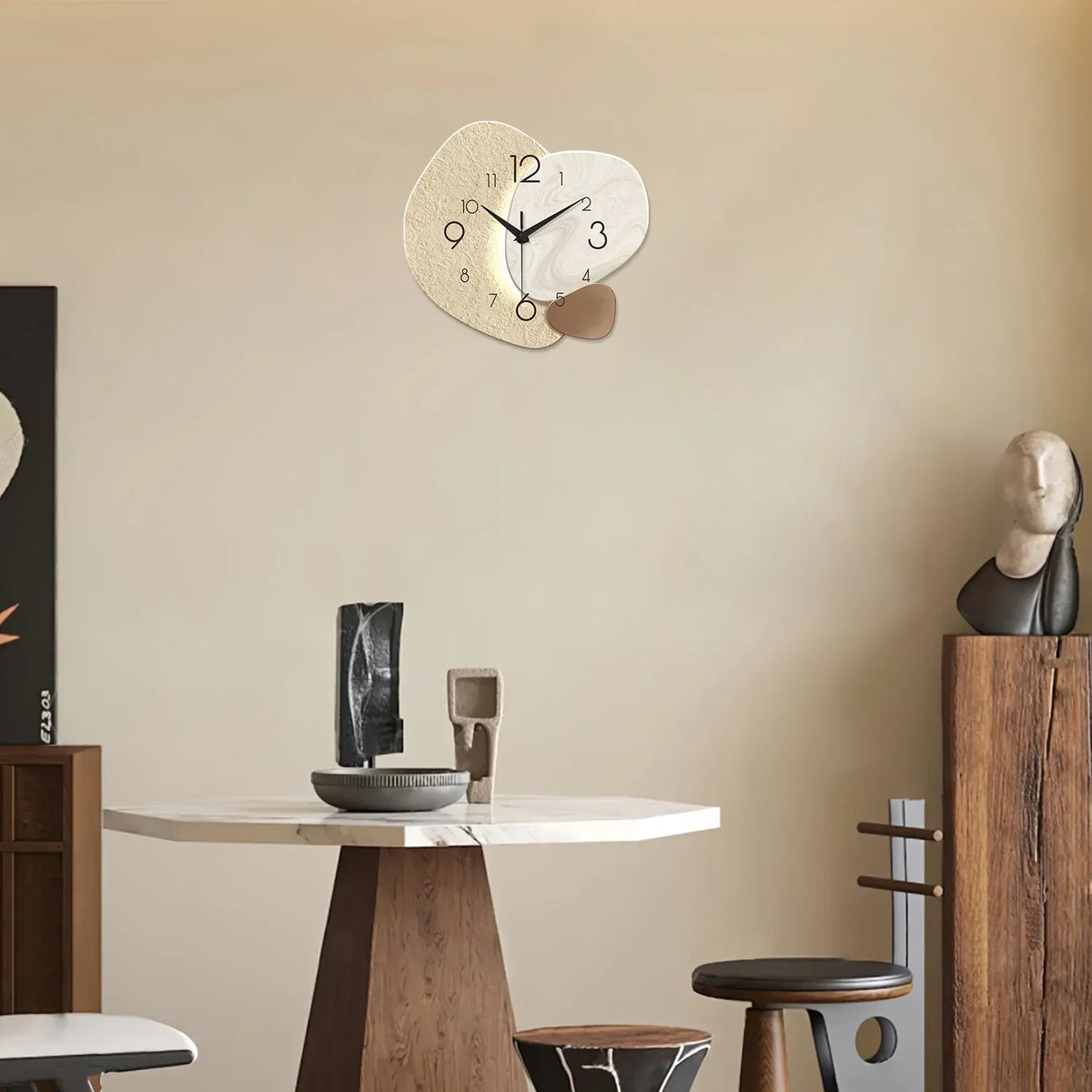 Modern Minimalist Textured Stone Silent Quartz Wall Clock