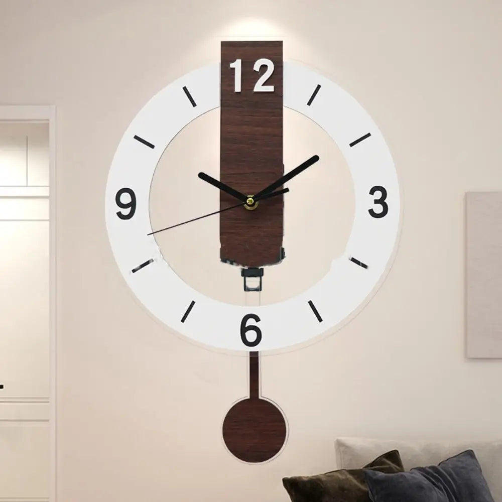 Minimalist Open Frame Acrylic Wood Pendulum Wall Clock