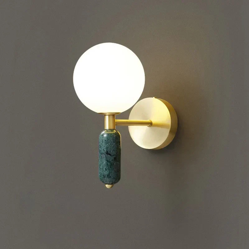 Marble Frosted Globe Sculptural Modern Wall Light