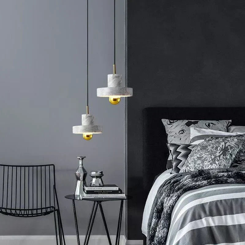 Sculptural Natural Marble Stone Postmodern Pendant Light