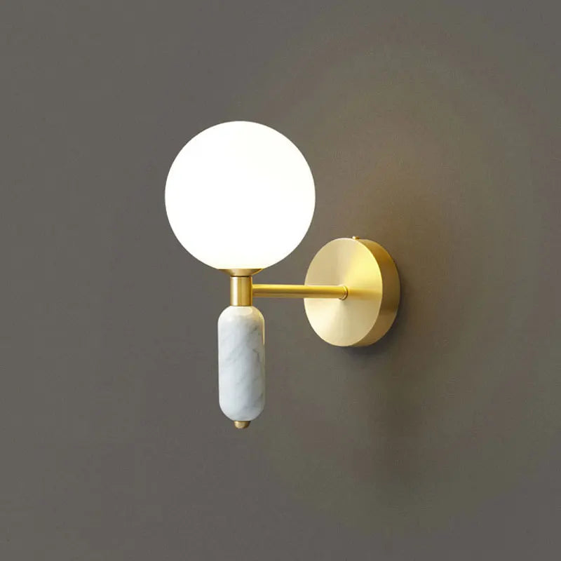 Marble Frosted Globe Sculptural Modern Wall Light