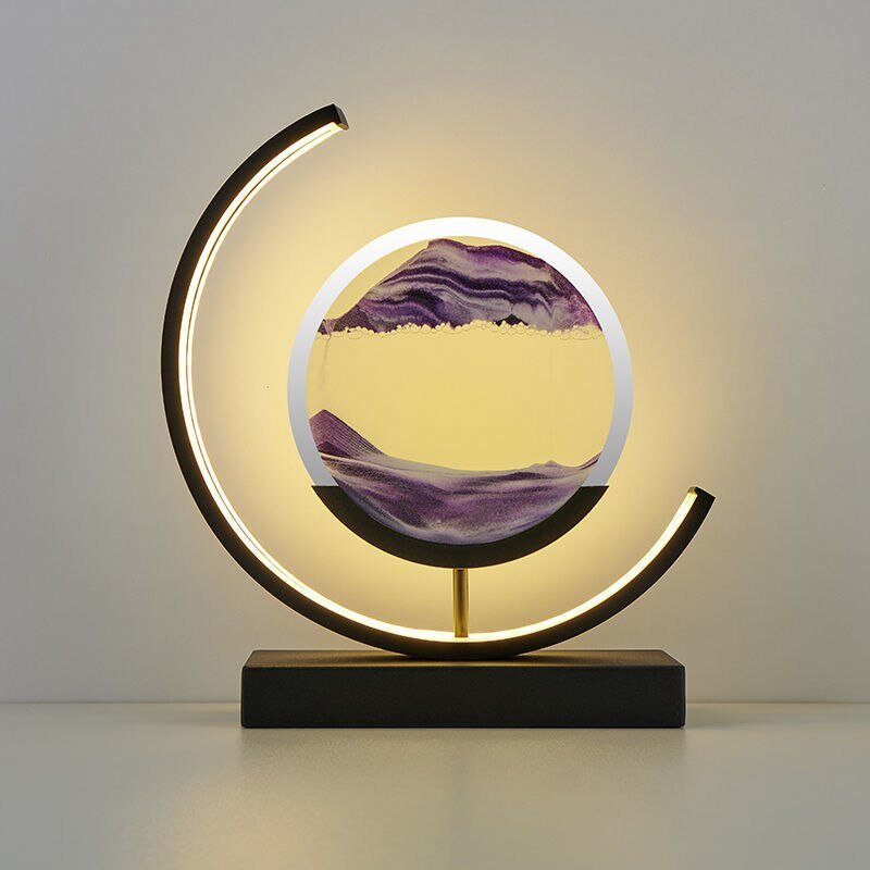 Rotating Sand Art Sculpture Table Lamp With Ambient Illumination