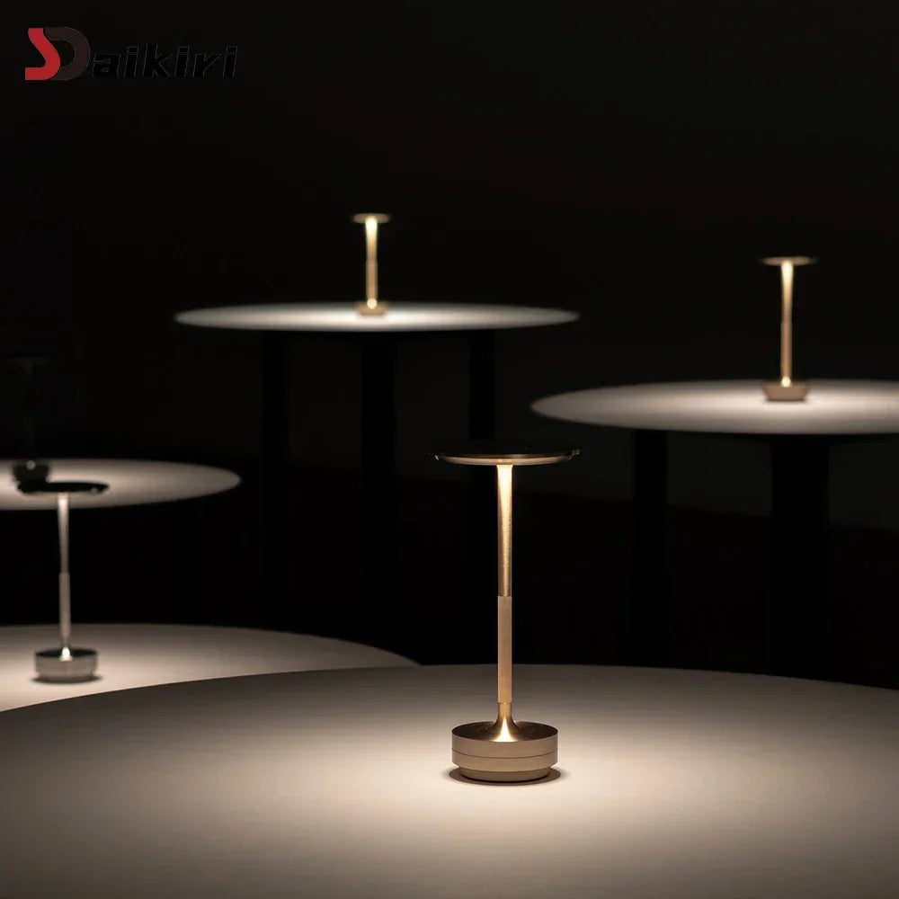 Minimalist Aluminium Cordless Touch Dimmable Rechargeable Table Lamp