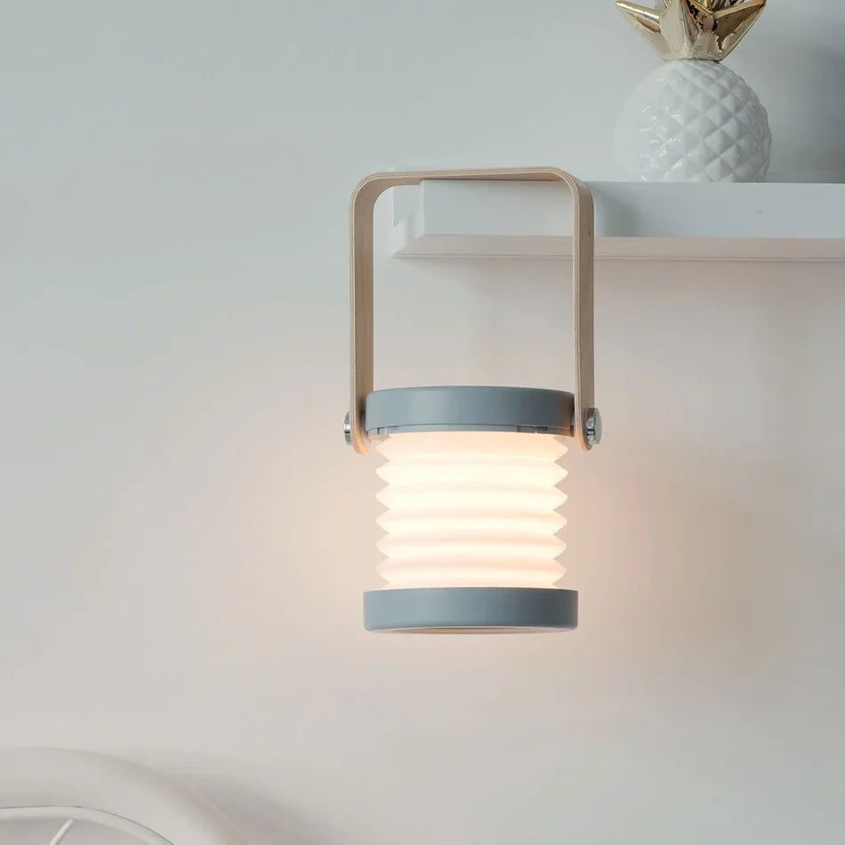 Foldable Wooden Handle Scandinavian Minimalist Rechargeable Portable Table Lamp