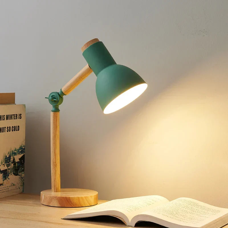 Nordic Wooden Base Adjustable Eye-Friendly Table Lamp