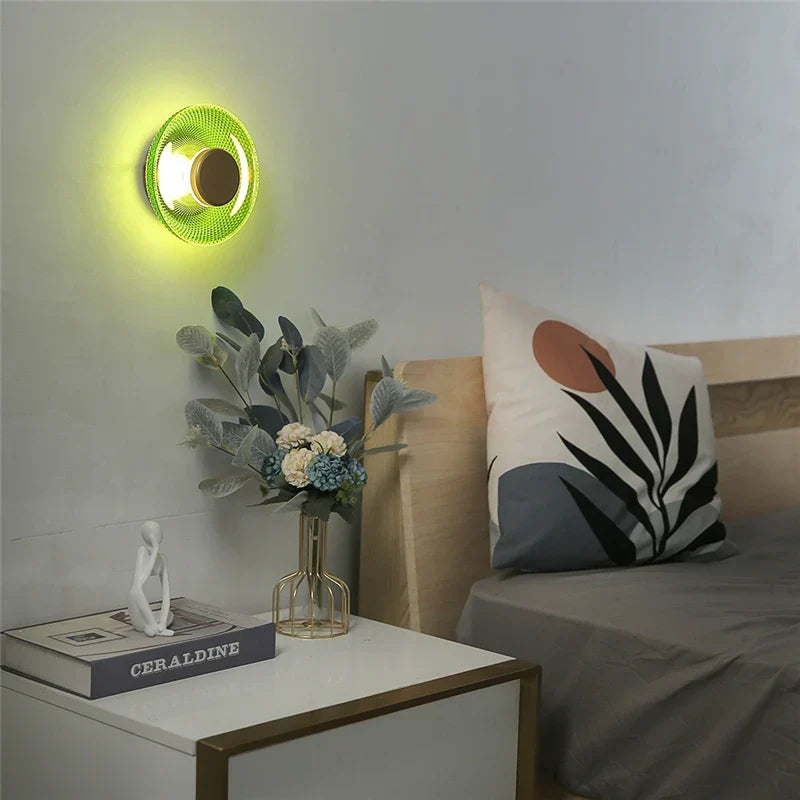 Textured and Colored Glass Disc Sculptural Wall Light