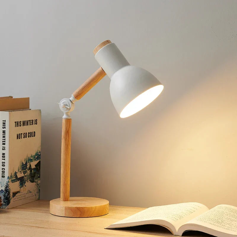 Nordic Wooden Base Adjustable Eye-Friendly Table Lamp