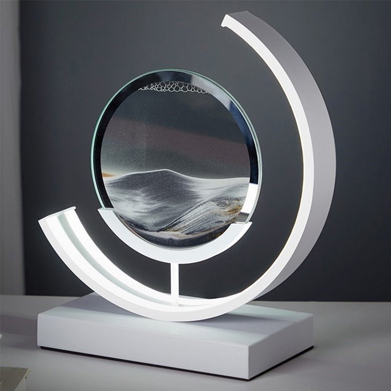 Rotating Sand Art Sculpture Table Lamp With Ambient Illumination