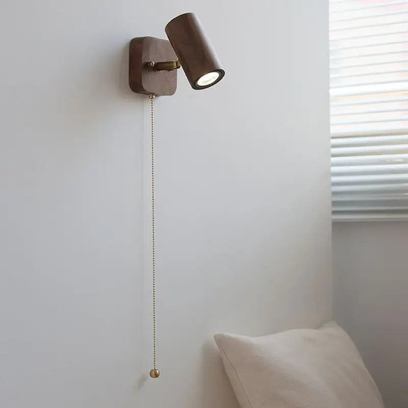 Retro Scandinavian Solid Walnut Rotatable Spotlight Wall Light