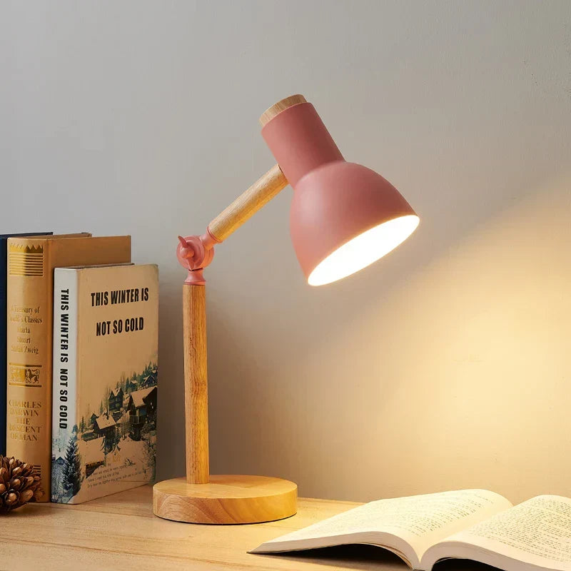 Nordic Wooden Base Adjustable Eye-Friendly Table Lamp