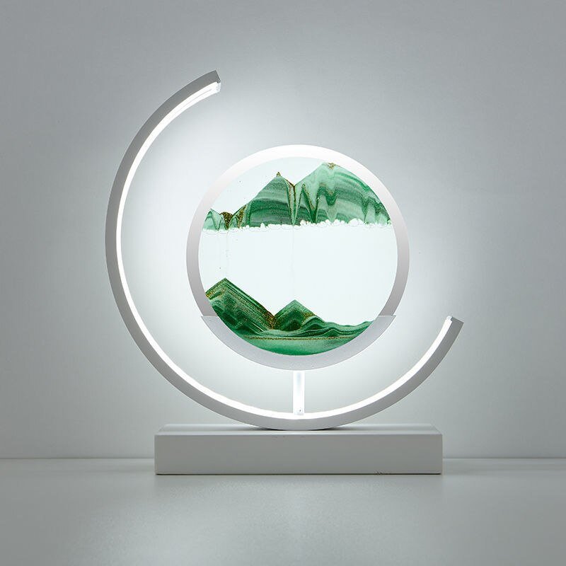 Rotating Sand Art Sculpture Table Lamp With Ambient Illumination