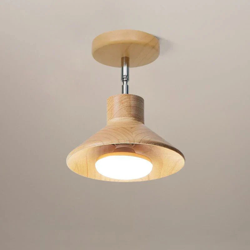 Natural Timber Cone Silhouette Scandinavian Minimalist Ceiling Light